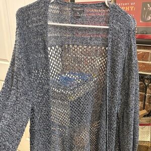 Eddie Bauer Women's Blue Open-Knit Sweater in XL